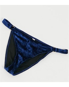 Эксклюзивные бархатные трусы бикини темно синего цвета из коллекции Fuller Bust с высоким вырезом бе Wolf & whistle