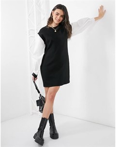 Черное платье свитшот с объемными рукавами Vero moda
