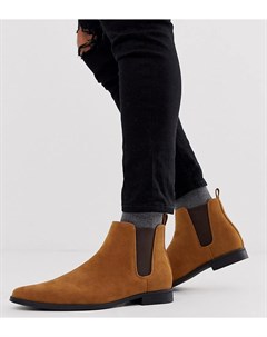 Светло коричневые ботинки челси для широкой стопы из искусственной замши Asos design