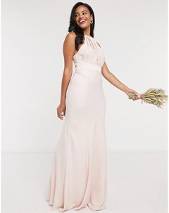 Платье макси с плиссировкой и халтером Bridesmaid Asos design