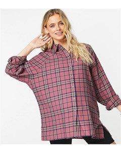 Рубашка бойфренда в красно синюю клетку с длинными рукавами ASOS DESIGN Maternity Asos maternity