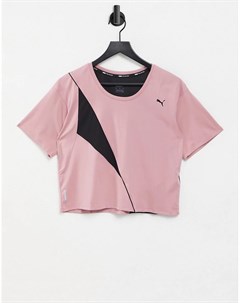 Спортивная футболка черно розового цвета с логотипом Puma