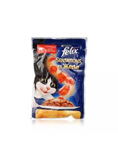 Влажный корм для взрослых кошек Аппетитные кусочки с говядиной в желе с томатами 85г Felix