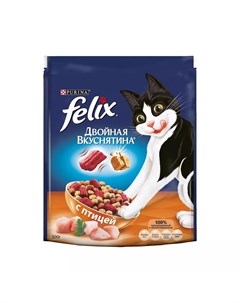Сухой корм для взрослых кошек Двойная вкуснятина с птицей 300г Felix