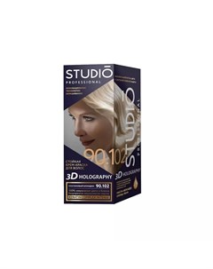 Стойкая крем краска для волос 3D Holography 90 102 Платиновый блонд Studio