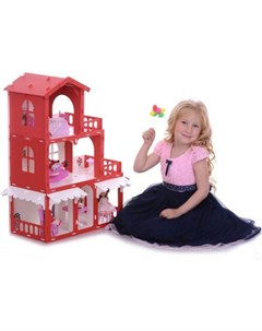 Домик для кукол Николь бело красный с мебелью ТМ Krasatoys
