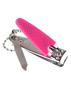 Книпсер для ногтей с силиконовой ручкой металл розовый Юниlook