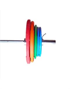 Штанга Олимпийская 150 кг в комплекте с цветными дисками D50мм V-sport