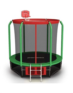 Батут 14FT 427 см с сеткой лестницей баскетбольным кольцом и сумкой для обуви Красный зеленый Perfexo