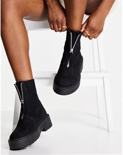 Черные замшевые ботинки с молнией спереди Ava Asos design