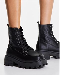 Черные массивные ботинки на шнуровке Kayla Topshop