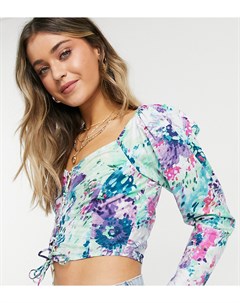 Блузка в корсетном стиле с длинными рукавами и цветочным принтом Inspired Reclaimed vintage