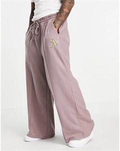 Фиолетовые флисовые джоггеры с широкими штанинами и аппликацией Asos design