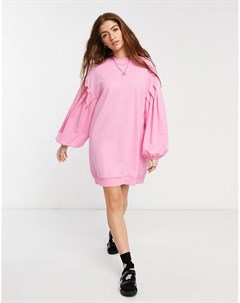 Розовое платье свитшот в стиле oversized с объемными рукавами Asos design