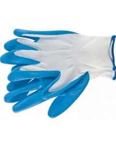 Перчатки полиэфирные с синим нитрильным покрытием маслобензостойкие L 15 класс вязки Сибртех