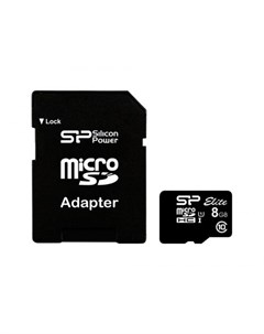 Карта памяти Micro SDHC 8GB Class 10 SP008GBSTHBU1V10 SP адаптер Silicon power