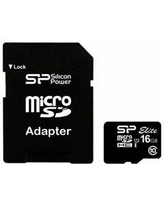 Карта памяти Micro SDHC 16GB Class 10 SP016GBSTHBU1V10 SP адаптер SD Silicon power