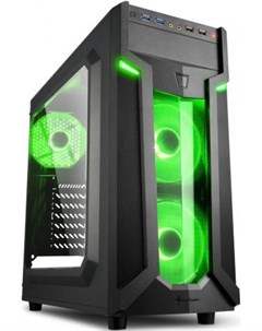 Игровой корпус VG6 W green led чёрный ATX акрил fan 2x120 мм 1x120 мм 2xUSB 3 0 2xUSB 2 0 audio Sharkoon