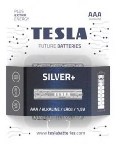 Батарейки SILVER AAA 4ks Alkaline AAA LR03 микропальчиковая блистер блистер 4 Tesla