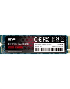 Твердотельный накопитель SSD M 2 512 Gb SP512GBP34A80M28 Read 3400Mb s Write 3000Mb s 3D NAND TLC Silicon power