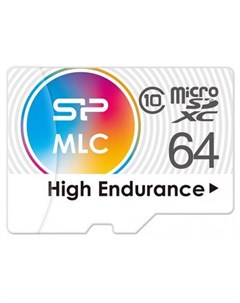 Флеш карта microSD 64GB High Endurance microSDXC Class 10 UHS I U3 SD адаптер MLC Silicon power