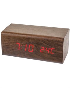 Часы будильник Block коричневый PF S718T Perfeo