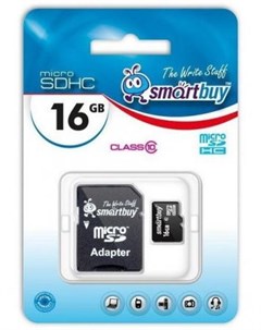 Карта памяти Micro SDHC 16GB Class 10 SmartBuy SB16GBSDCL10 01 SD адаптер Smartbuy