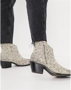 Замшевые ботинки в стиле вестерн светло бежевого цвета с леопардовым принтом All Saints Carlotta Allsaints