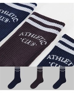 Набор из 3 пар носков темно синего и черного цветов с логотипом Originals Jack & jones