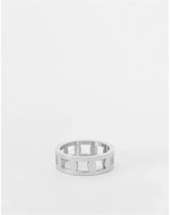 Серебристое кольцо с вырезами из нержавеющей стали Icon brand