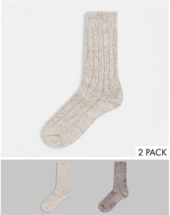 Подарочный набор из 2 пар хлопковых носков кремового и розового цвета Birkenstock