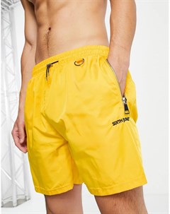 Желтые шорты для плавания с затягивающимся шнурком и карманами на молнии Sixth june