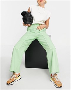 Мятные брюки из органического хлопка со швами спереди Weekday