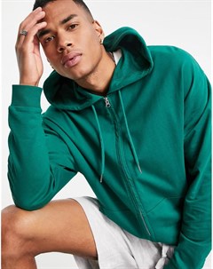 Зеленый легкий oversized худи на молнии Asos design