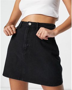 Черная джинсовая мини юбка Missguided