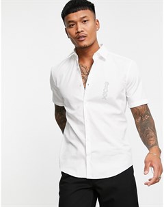 Белая рубашка узкого кроя с короткими рукавами и контрастным логотипом Ermino Hugo
