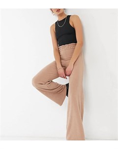 Розовые брюки с широкими штанинами в рубчик с начесом и присборенным поясом ASOS DESIGN Tall Asos tall