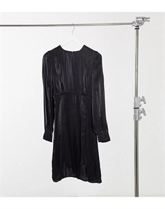 Черное блестящее шелковистое платье мини с кружевной отделкой Shine Y.a.s tall