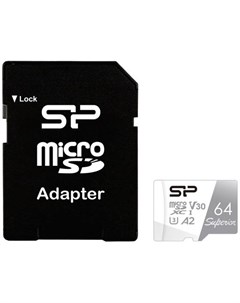 Флеш карта microSD 64GB Superior Pro A2 microSDXC Class 10 UHS I U3 Colorful 100 80 Mb s SD адаптер Silicon power