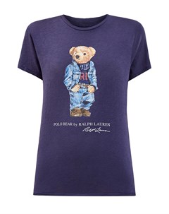 Хлопковая футболка с аппликацией в виде медведя Поло Polo ralph lauren