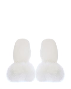 Белые варежки с утеплителем из пуха и пера Yves salomon