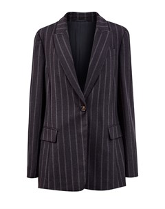 Пиджак из шерстяной ткани с вышивкой Мониль под лацканами Brunello cucinelli