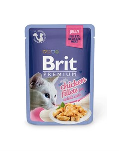 Корм BRIT для кошек пауч Кусочки из куриного филе в желе Brit premium