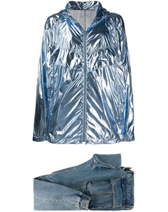 Комплект из блестящей куртки и зауженных джинсов Juun.j