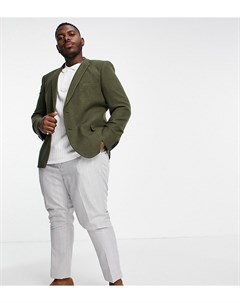 Облегающий пиджак цвета хаки из саржи с добавлением шерсти Plus Asos design