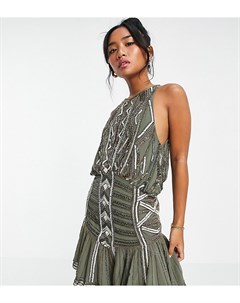 Декорированное платье мини с ассиметричным подолом и высоким воротом ASOS DESIGN Petite Asos petite