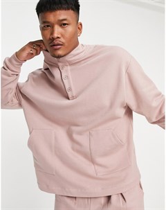 Розовый oversized свитшот с отделкой на воротнике от комплекта Asos design