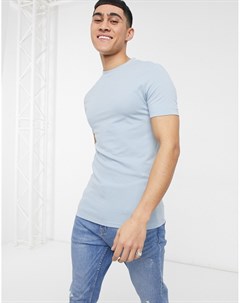 Голубая обтягивающая футболка из пике Asos design