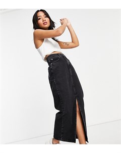 Черная выбеленная джинсовая юбка макси в стиле 90 х из смесового органического хлопка ASOS DESIGN Pe Asos petite