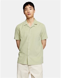 Зеленая вельветовая рубашка с коротким рукавом Topman